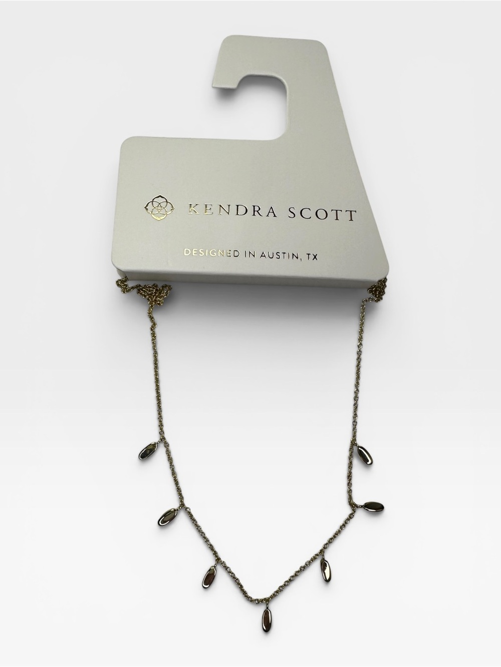 NWT Kendra Scott Gold 14k over Brass Oval Teardrop Accent Necklace Choker